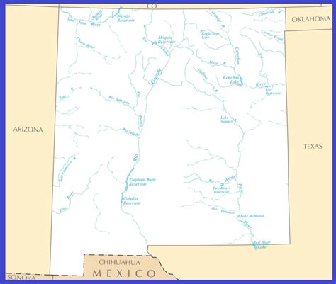 New Mexico Rivers Map | Large Printable High Resolution and Standard ...