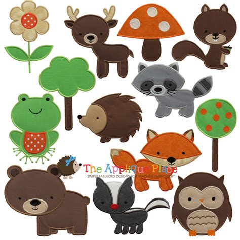 Woodland Animal Applique Designs Instant Digital Download