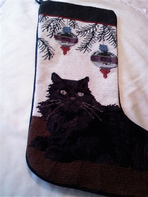 Black Cat Kitten Needlepoint Christmas Stocking | Etsy