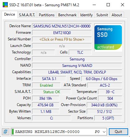 SSD-Z のスクリーンショット - フリーソフト100