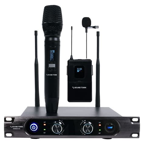 Sound Town Metal 40-Channel Rack Mountable UHF Wireless Microphone System with 2 Metal Handheld ...