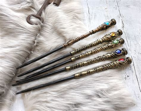 Magic Wand With Crystal Choose Color Gold Magic Wand Geek | Etsy