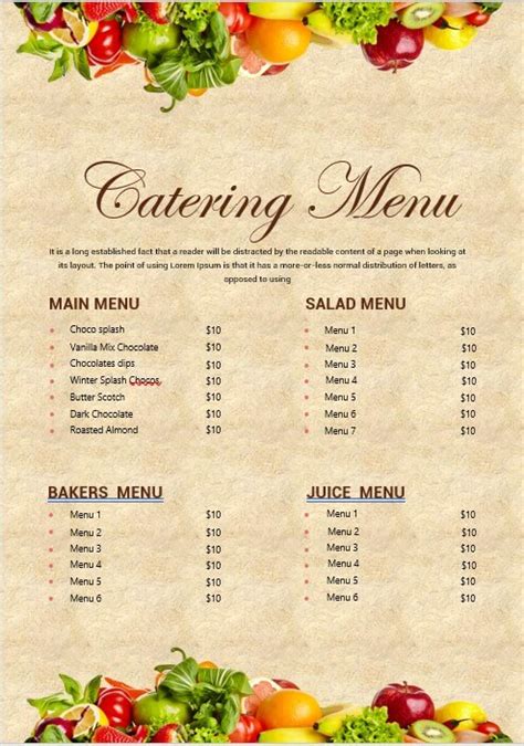 10+ Catering Menu Template | room surf.com