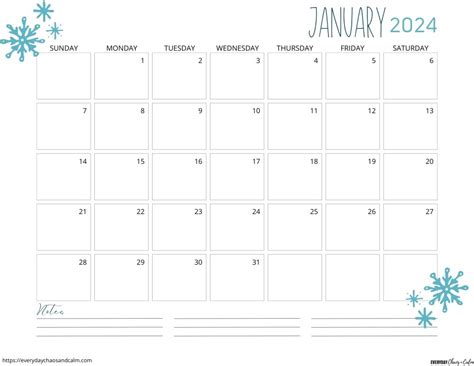 Free Printable January 2024 Calendars