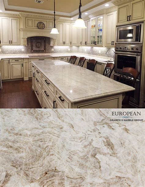 Taj Mahal quartzite has a soft look, a very light color of a white marble, a… | Kitchen remodel ...