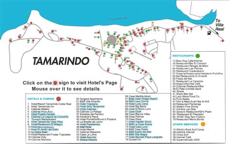 Tamarindo Map Costa Rica - Maps with hotels navigation - rollover map for hotel details ...