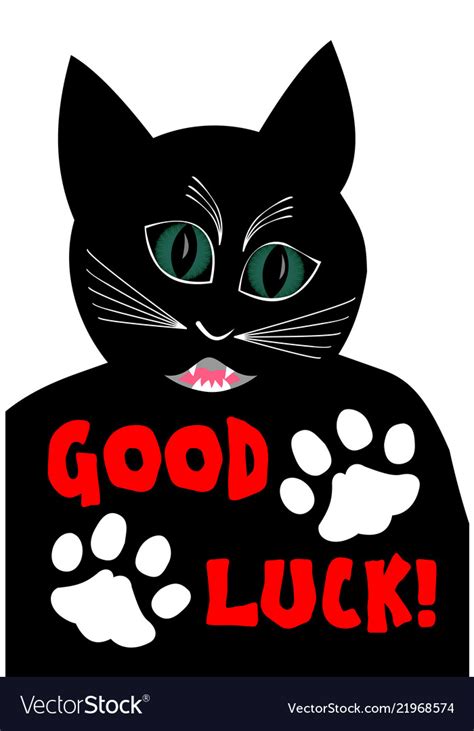 Angry black cat wishing good luck cartoon Vector Image