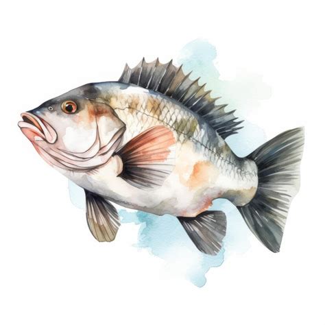 Premium AI Image | Watercolor Barramundi Fish Clipart On White Background