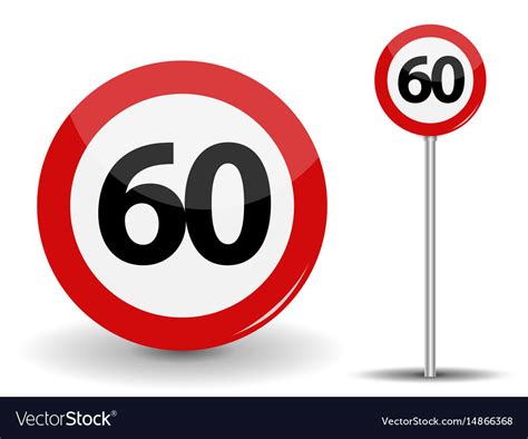 Round red road sign speed limit 60 kilometers per Vector Image