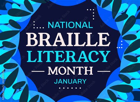 National Braille Literacy Month background with shapes and typography ...