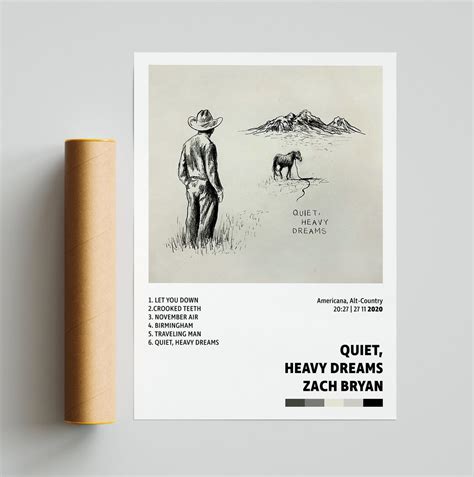 Zach Bryan Poster Quiet-heavy Dreams Posteralbum Cover - Etsy