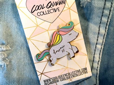 Pastel Rainbow Glitter Kawaii AF Unicorn Enamel Pin - Etsy