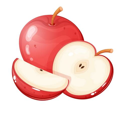 Cartoon style whole red apple with small and big apple slices. 21856535 Vector Art at Vecteezy