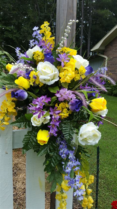 Mausoleum Cemetery Vase in Spring and Summer colors | Funeral flowers diy, Flower vase ...