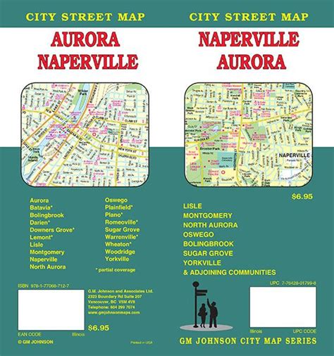 Naperville / Aurora, Illinois Street Map - GM Johnson Maps