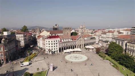 Aerial View Over Historic Braga Downtown Stock Footage Video (100% ...