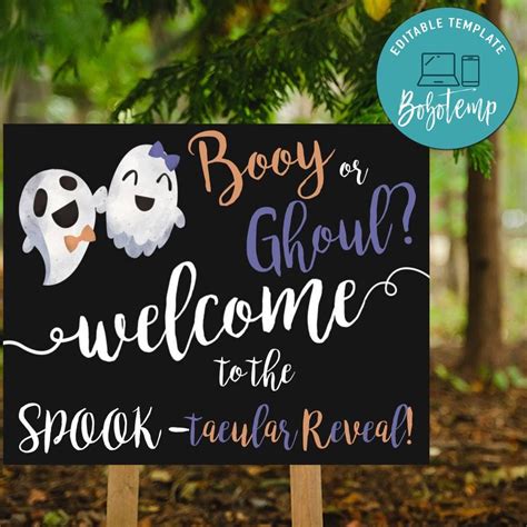 Halloween Gender Reveal Party Sign Digital File Printable Instant ...