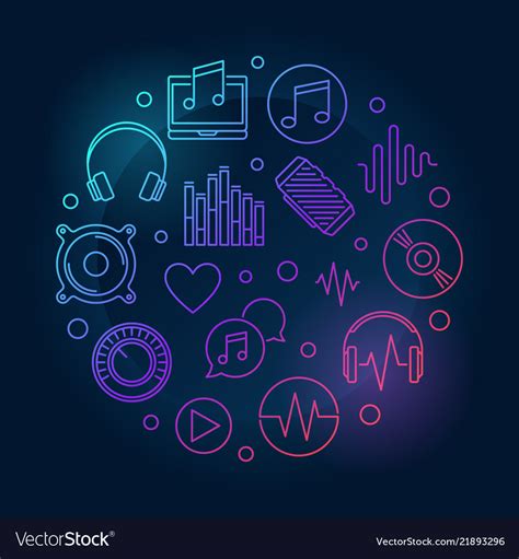 Music icons in circle shape colored Royalty Free Vector