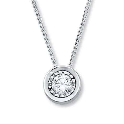 Diamond Solitaire Necklace 1/4 Carat 10K White Gold | Womens Necklaces ...