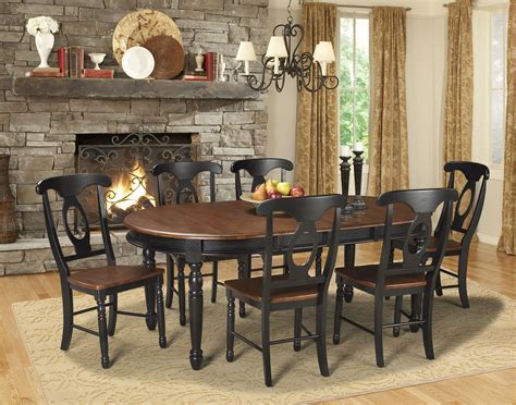 British Isles 76" Oak Black Extendable Oval Dining Room Set from A-America | Coleman Furniture