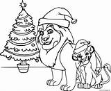 Lion King And Christmas Tree Coloring Page Printable sketch template