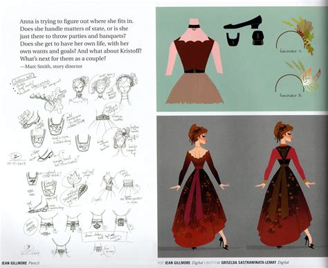 Frozen 2 Anna's outfits concept art, including new Arendelle Queen dress from final - YouLoveIt.com