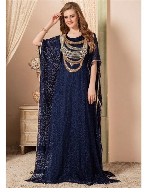 Dark Blue Moroccan Fancy Kaftan | Dress clothes for women, Types of women dresses, Fitted dress