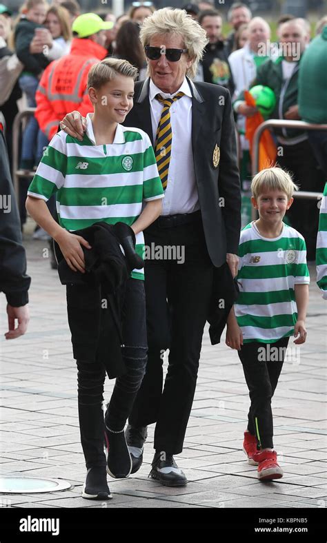 Celtic fan Rod Stewart with his children Alastair and Aiden as they ...