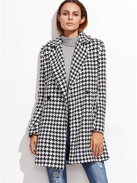 Black And White Houndstooth Coat | Houndstooth coat, White coat outfit, Black and white jacket