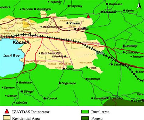 Map of the Kocaeli Region and the land use in the area. | Download ...