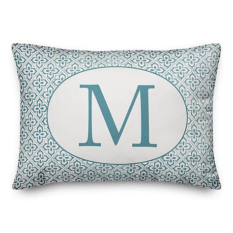 Designs Direct Monogram Indoor/Outdoor Oblong Throw Pillow in Faded Blue | Bed Bath & Beyond