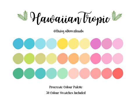 Hawaiian Tropic Procreate Colour Palette / Procreate Color Palette ...