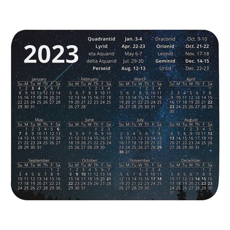 2023 Meteor Shower Calendar Mouse Pad - Etsy Canada