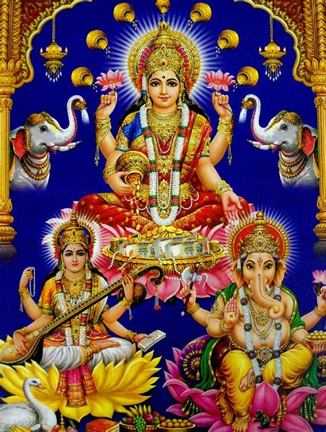 Laxmi Ganesh Wallpaper - Laxmi Ganesh And Saraswati - 604x800 Wallpaper - teahub.io