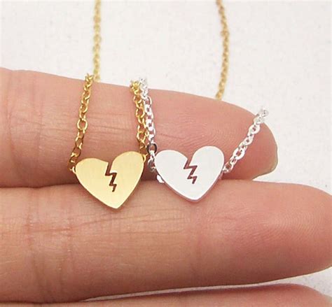 Broken Heart Necklace Heart Broken Necklace Split Heart - Etsy