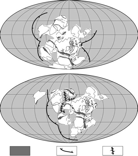 Reconstructed configurations of Rodinia at the assembly (900 Ma) and ...