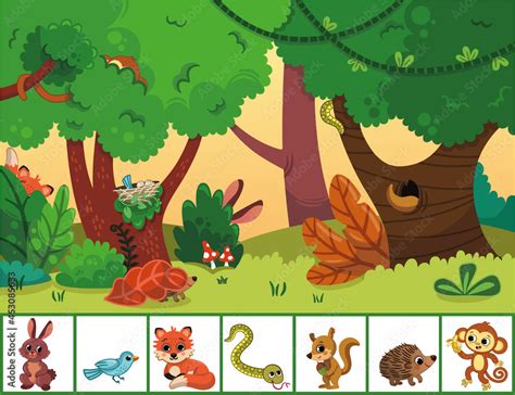 Can you find the animals hidden in the forest? Educational game for ...