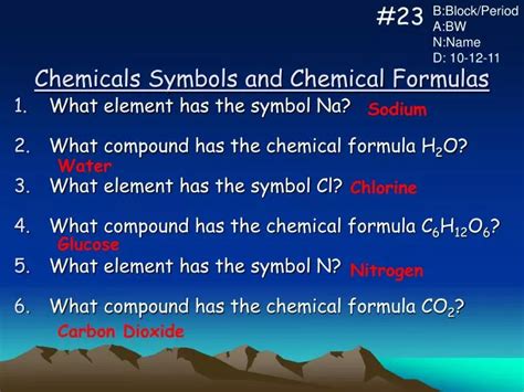 PPT - Chemicals Symbols and Chemical Formulas PowerPoint Presentation ...