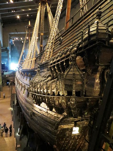 Vasa Museum in Stockholm, Sweden, displays Vasa ship which capsized and sank in Stockholm in ...