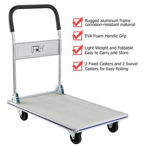 Ktaxon Aluminum Folding Platform Truck Heavy Duty Moving Platform Cart Dolly Push Cart ...