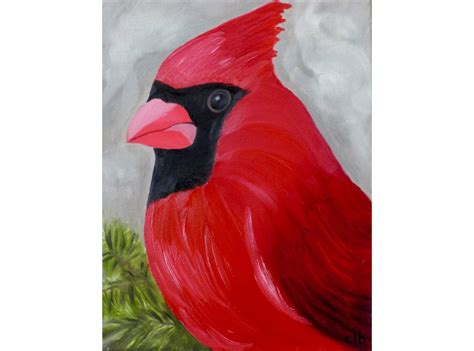 Cardinal Painting 11 x 14 Oil Painting Original Art Bird