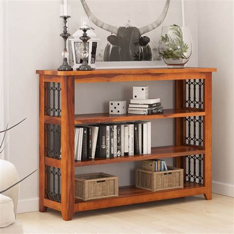 San Francisco Rustic Solid Wood & Iron Grill Bookshelf Console Table