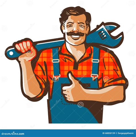 Vector Illustration Of An Happy Plumber Cartoon Vector | CartoonDealer ...