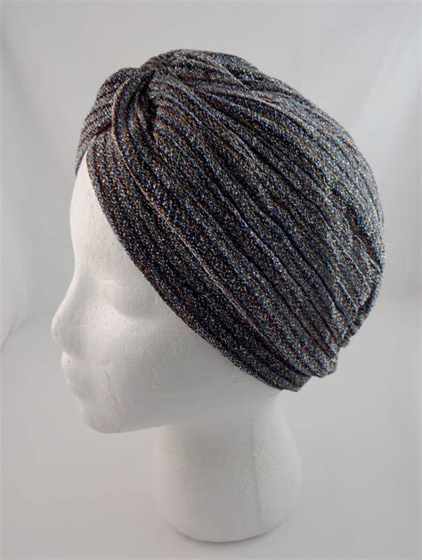 Turban Head Wrap Full Coverage Striped Glitter Ribbed Full Coverage ...