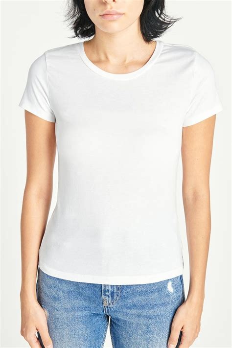 Stylish Woman in White T-Shirt Mockup