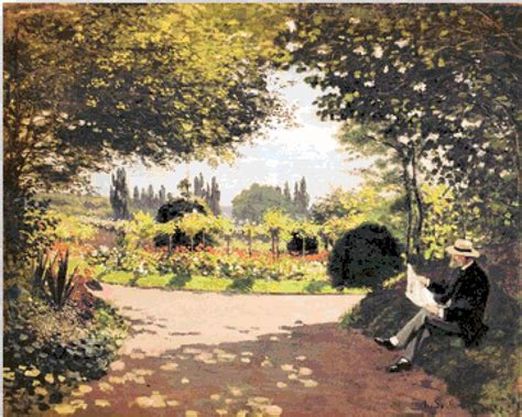 Claude Monet Adolphe Monet Reading in the Garden 597 Modern - Etsy