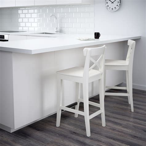 INGOLF Bar stool with backrest - white - IKEA Bar Ikea, Kitchen Counter Chairs, Counter Height ...