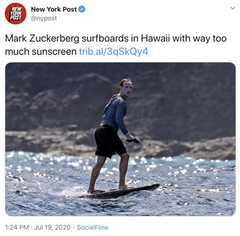 Mark Zuckerberg surfboards in Hawaii with way too much sunscreen ...