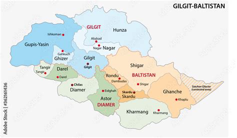 vector administrative and political map of the Pakistani Special Territory Gilgit Baltistan ...