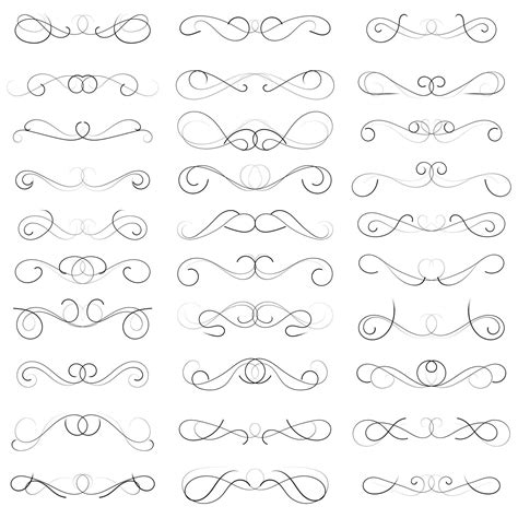 set of swirl border calligraphy and dividers decorative vector in ...